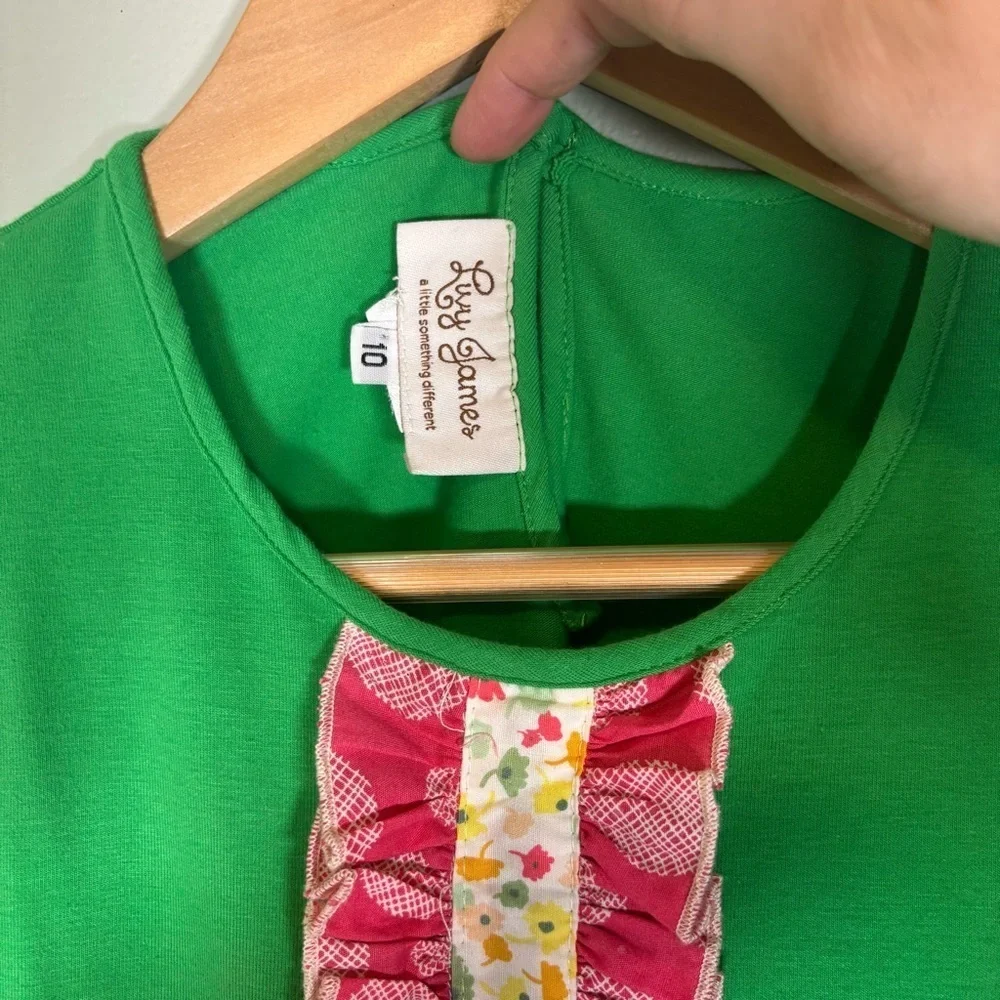 Livy James Flutter Sleeve Sun Dress-Green and Yellow-Girls Size 10